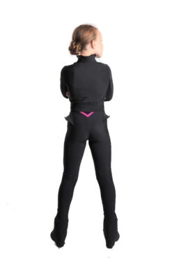 Icedress - Thermal Figure Skating Outfit "Trio" - Cropped Jacket/ Top/ High-Waisted Legging (Black And Fuchsia) -SkateHaven Store 4.1672313269 93122.1672314752