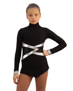 IceDress Figure Skating Dress - Thermal - Jackson 2 (Black With Silver And Black Lycra) -SkateHaven Store 40e06591bf32 55140 53501 64850.1582441552