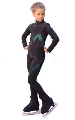 IceDress Figure Skating Outfit - Thermal - Cascade (Dark Gray With Mint Thermo-applications) -SkateHaven Store 467dbc1a861e 40314 46658 92828.1582439205