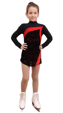 IceDress Figure Skating Dress-Thermal - Charlotte (Black And Red)