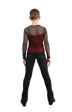 IceDress Ice - Figure Skating Two-Layer Top : Mesh Long Sleeve With Cami Top (Black And Red) -SkateHaven Store 4 1.1672310130 05062.1672314395