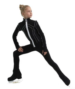 IceDress Figure Skating Jacket - Thermal - Kant (Black With White) -SkateHaven Store 4 73189 30131.1582486644