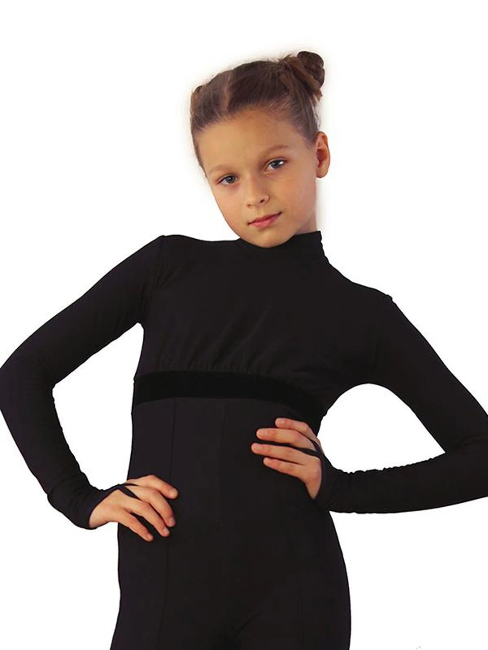 IceDress Figure Skating Overalls - Thermal - Style (Black With Velvet Trim) 3 IceDress Figure Skating Overalls - Thermal - Style (Black With Velvet Trim)