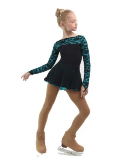 IceDress Figure Skating Dress - Thermal - Harmony (Black With Turquoise)