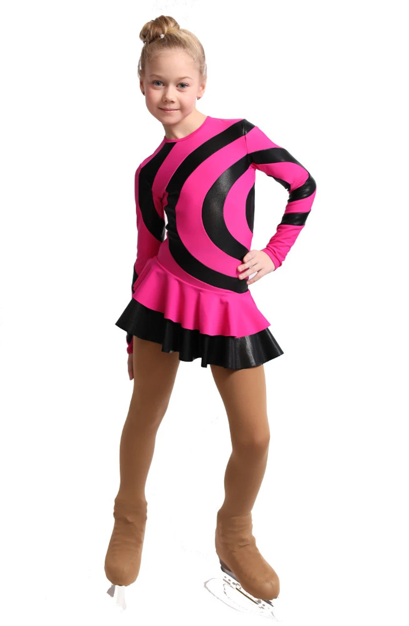 IceDress Figure Skating Dress - Thermal - Serpentine (Fuchsia With Black Lycra) 6 IceDress Figure Skating Dress - Thermal - Serpentine (Fuchsia With Black Lycra) - Image 4