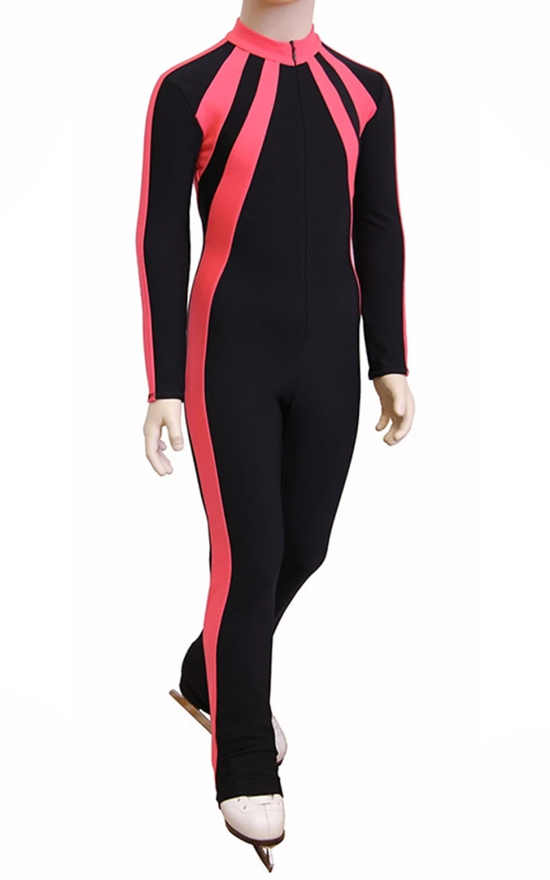 IceDress - Figure Skating Training Overalls -Sweetheart (Black And Coral) 3 IceDress - Figure Skating Training Overalls -Sweetheart (Black And Coral)