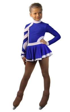 IceDress Figure Skating Dress-Thermal - Cross-Roll (Cornflower Blue And White)