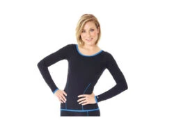 Mondor 34828 Long Sleeve Figure Skating Top Mesh & Color - Navy White (15% OFF)