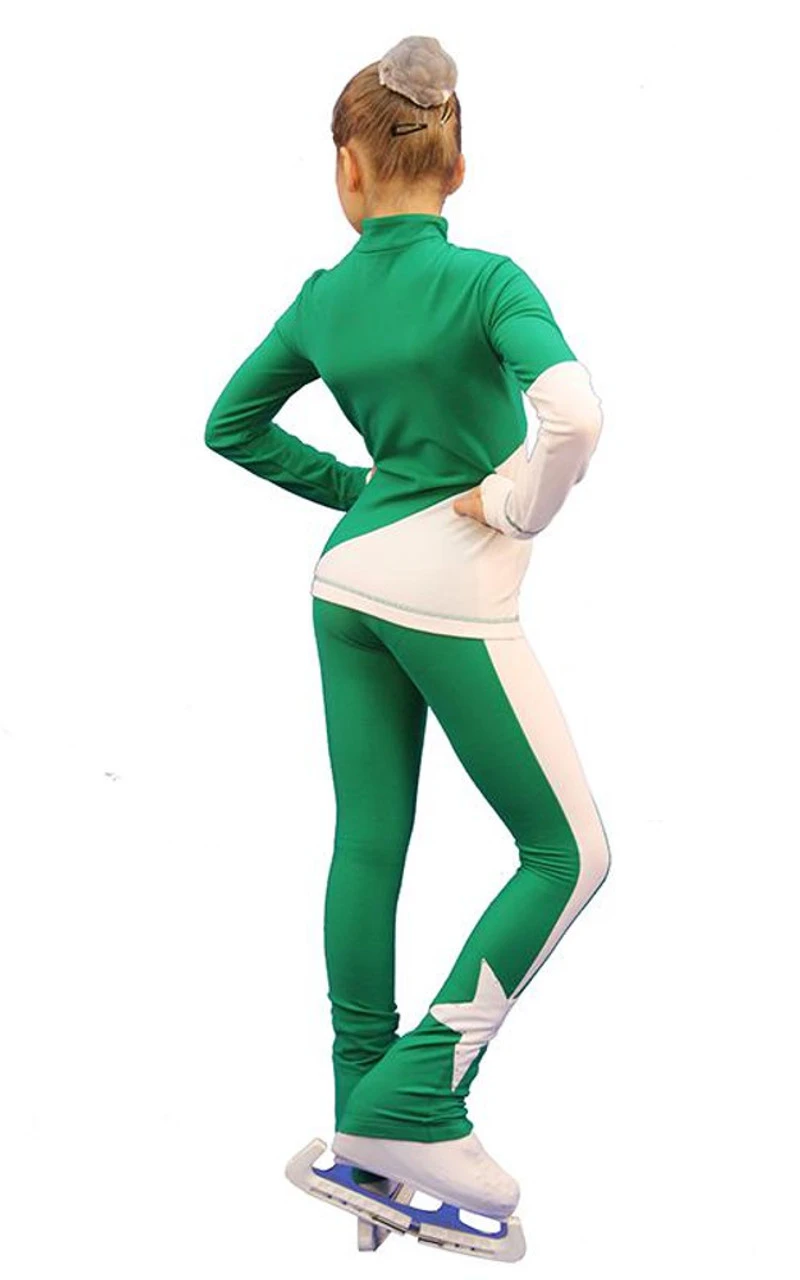 IceDress Figure Skating Outfit - Thermal - Space (Green With White) 5 IceDress Figure Skating Outfit - Thermal - Space (Green With White) - Image 3
