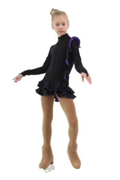 IceDress Figure Skating Dress - Thermal - Flamenco (Black With Violet)