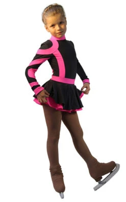 IceDress Figure Skating Dress-Thermal - Cross-Roll (Gray And Pink)