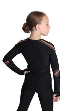 IceDress - Figure Skating Longsleeve Top - Track (Black And Caramel) -SkateHaven Store 6.1672310302 42769.1672314425