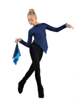 IceDress - Thermal Figure Skating Outfit "Gravity" - Mesh Top And Pants (Blue/Blue And Black) -SkateHaven Store 6.1672311969 12695.1672314635