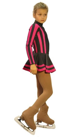 IceDress Figure Skating Dress - Thermal - Star (Dark Grey And Fuchsia)