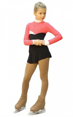 IceDress Figure Skating Dress - Thermal - Todes (Coral, Black And White)