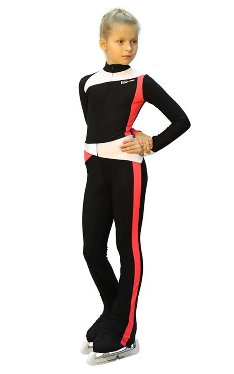 IceDress - Figure Skating Training Overalls - Skating (Black, Coral And White ) 3 IceDress - Figure Skating Training Overalls - Skating (Black, Coral And White )