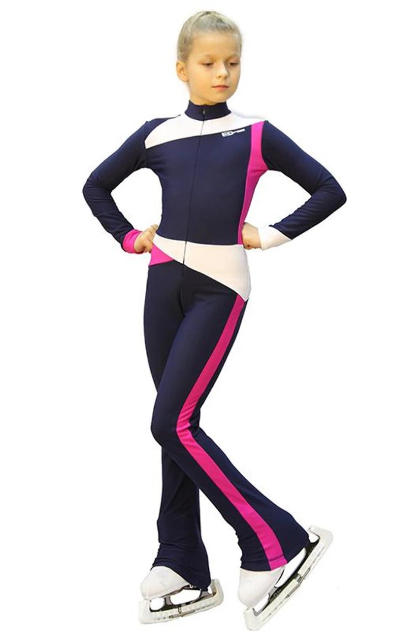 IceDress - Figure Skating Training Overalls - Skating (Gray-blue Dark, Fuchsia And White) 4 IceDress - Figure Skating Training Overalls - Skating (Gray-blue Dark, Fuchsia And White) - Image 2