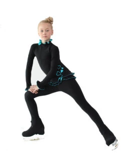 IceDress Figure Skating Outfit - Thermal - Minx (Black With Turquoise) -SkateHaven Store 6 99595 19094.1582453531