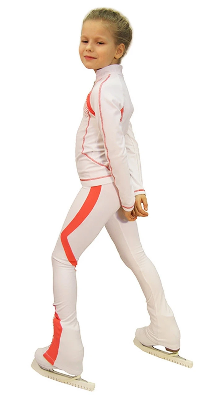 IceDress Figure Skating Thermal Jacket -Euler (White And Coral) 5 IceDress Figure Skating Thermal Jacket -Euler (White And Coral) - Image 3