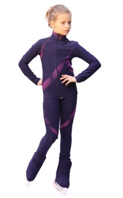 IceDress Figure Skating Outfit - Thermal - Cascade (Gray Blue Dark With Fuchsia Thermo-applications) -SkateHaven Store 6dc0917977b5 00529 08572 54162.1582435474