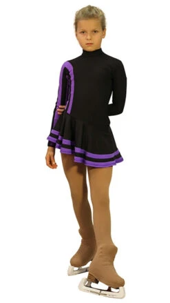 IceDress Figure Skating Dress - Thermal - Star (Black And Purple)