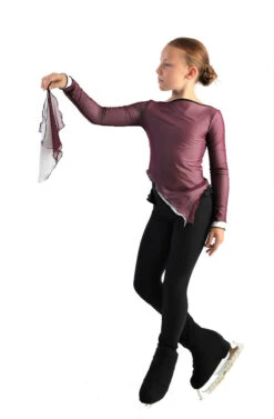 IceDress - Thermal Figure Skating Outfit "Gravity" - Mesh Top And Pants (White/Burgundy And Black) -SkateHaven Store 7.1672311666 53542.1672314611