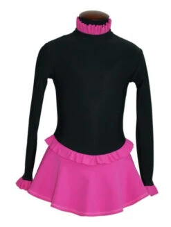 IceDress Figure Skating Dress-Thermal - Flounce (Black And Pink)