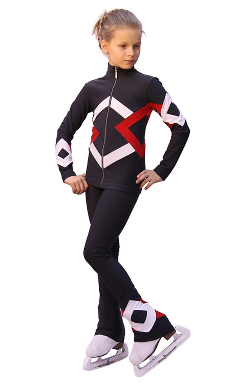 IceDress Figure Skating Outfit - Thermal - Bauer (Dark Gray, Red And White) 3 IceDress Figure Skating Outfit - Thermal - Bauer (Dark Gray, Red And White)