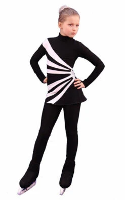 IceDress Figure Skating Dress-Thermal - Oriental 3 (Black And White)