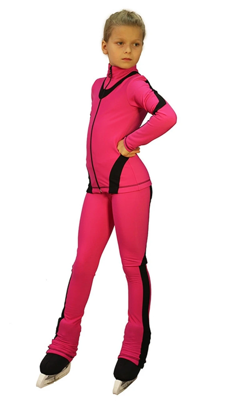 IceDress Figure Skating Thermal Jacket -Flip (Fuchsia With Black Line) 5 IceDress Figure Skating Thermal Jacket -Flip (Fuchsia With Black Line) - Image 3