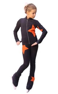 IceDress Figure Skating Outfit - Thermal - Star (with Pants) (Dark Grey With Orange) -SkateHaven Store 8c7c3ef198a1 08587 25427 48194 83320 25195 45353.1582448202