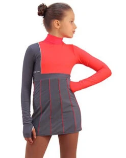 IceDress Figure Skating Dress - Thermal - IceFashion (Light Grey And Hot Coral) -SkateHaven Store 925ce8c049f6 84453 93961 06999 52810.1582512038