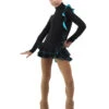 IceDress Figure Skating Dress - Thermal - Flamenco (Black With Turquoise) -SkateHaven Store 93f14be22853 51442 16568.1582454571