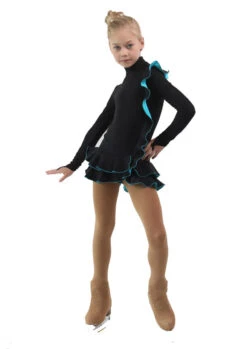 IceDress Figure Skating Dress - Thermal - Flamenco (Black With Turquoise) -SkateHaven Store 93f14be22853 51442 16568 78916.1582524818