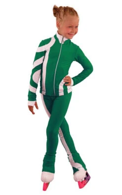 IceDress Figure Skating Outfit - Thermal - Cross-Roll (Green With White)