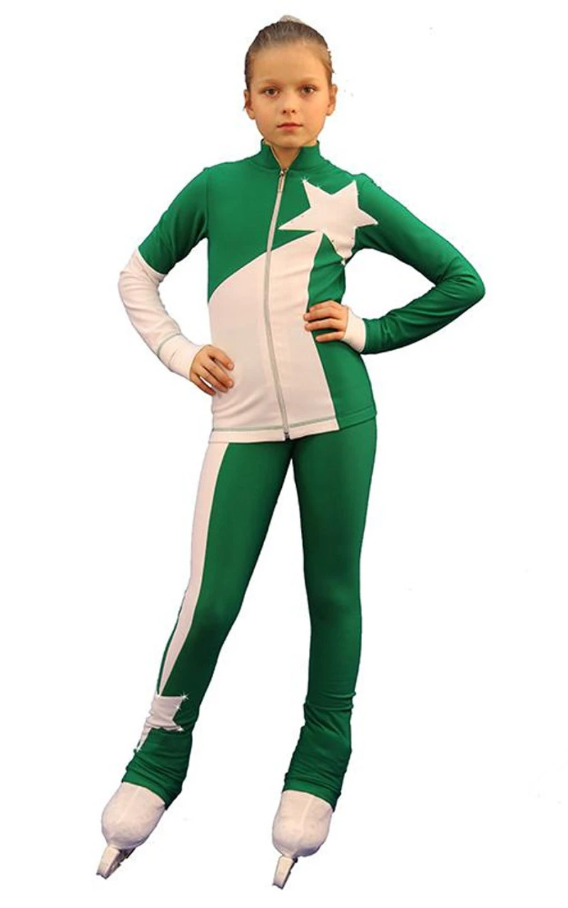 IceDress Figure Skating Outfit - Thermal - Space (Green With White) 3 IceDress Figure Skating Outfit - Thermal - Space (Green With White)