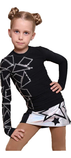 IceDress - Figure Skating Skirts - Rock Star (Silver With Black) -SkateHaven Store 946593b3d19f 13878.1601464384