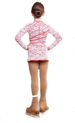 IceDress Figure Skating Dress - Thermal - Grace With Guipure (White With Red) -SkateHaven Store 98b17536b409 33421.1601395589