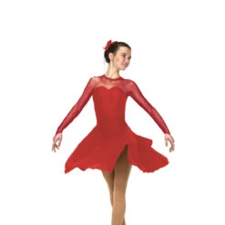 Jerry's Ice Skating Sweetheart Dance Dress - Solitaire Style F22016 -SkateHaven Store D22016P Red Front 55069.1662644002