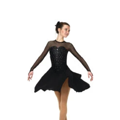 Jerry's Ice Skating Sweetheart Dance Dress - Solitaire Style F22016 -SkateHaven Store D22016R Black Front 57838.1662644001