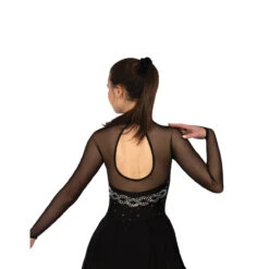 Jerry's Ice Skating High Neck Dance Dress - Solitaire Style F22017 -SkateHaven Store D22017R Black Back 96155.1662645051