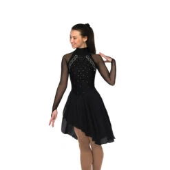 Jerry's Ice Skating High Neck Dance Dress - Solitaire Style F22017 -SkateHaven Store D22017R Black Front 14570.1662645050