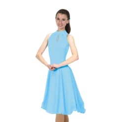 Jerry's Ice Skating Keyhole Dance Dress - Solitaire Style F22018 -SkateHaven Store D22018P Crystal Blue Front 46568.1662646025