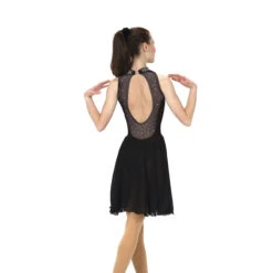 Jerry's Ice Skating Keyhole Dance Dress - Solitaire Style F22018 -SkateHaven Store D22018R Black Back 40539.1662646024
