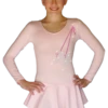 ChloeNoel DLP728 Plain Solid Sanded Poly Spandex Dress Light Solid Pink W/ Ribbon Skate Flakes (30% OFF, Size AS) -SkateHaven Store DLP728 PK RS small 91806.1668781422