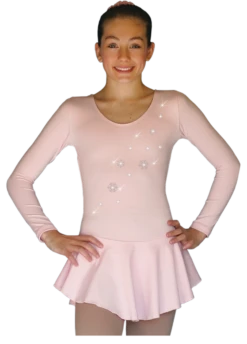 ChloeNoel DLP728 Plain Solid Sanded Poly Spandex Dress Light Solid Pink W/ Snow Flakes