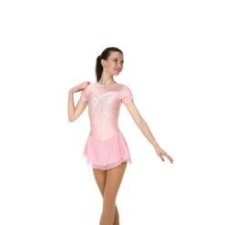 Jerry's Ice Skating Dress - Solitaire Style F22001 -SkateHaven Store F22001R Pink Front 32954.1662545911