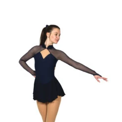 Jerry's Ice Skating Strappy Back Dress - Solitaire Style F22002 -SkateHaven Store F22002P Navy C Mesh Front 89888.1676681008