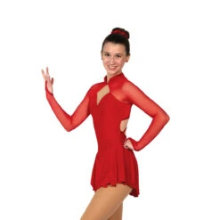 Jerry's Ice Skating Strappy Back Dress - Solitaire Style F22002 -SkateHaven Store F22002P Red Tone C Front 21261.1676681008