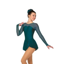 Jerry's Ice Skating Sweetheart Dress - Solitaire Style F22007 -SkateHaven Store F22007P Teal Front 28876.1662555929